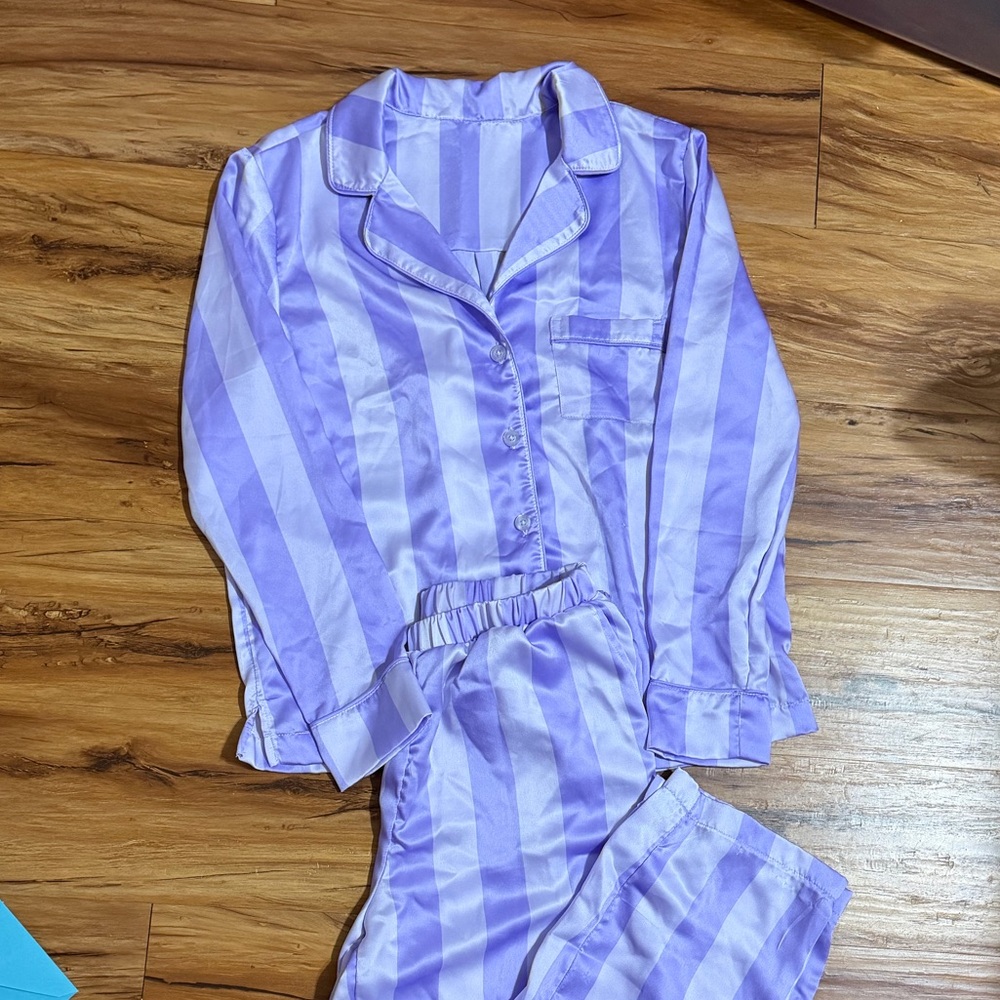 LOFT Lavender Satin Notch Collar Pajama Set